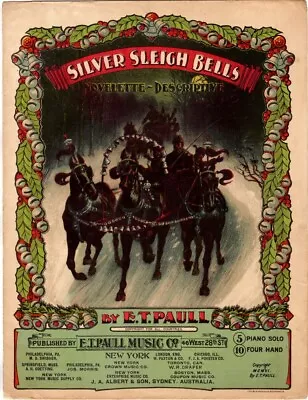 Silver Sleigh Bells Novelette-Descriptive E T Paull 1906 Antique Sheet Music • $23.79