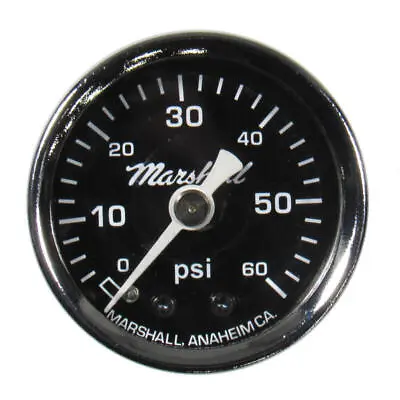 Marshall Fuel Pressure Gauge MC00060; 0 To 60 Psi 1-1/2  Full Sweep Black/White • $14.82