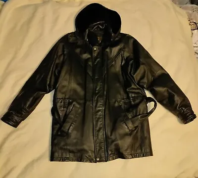 Sergio Vadducci Men's XL Genuine Leather Jacket Zip With Hoodie  • $55