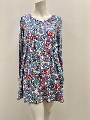 Mistral Jersey Blue/Red Tropical Animals Print Tunic Dress Size 12 RRP £34.99 • £10