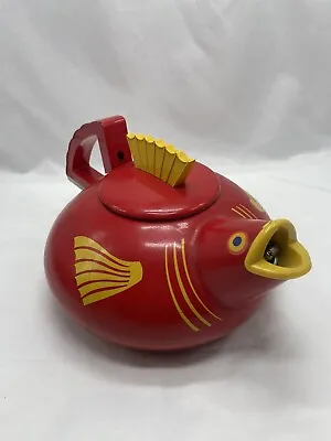 Vintage 1994 Copco Under The Sea Red Enamel Fish Tea Kettle • $34.99