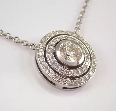 2.0Ct Round Cut Moissanite Large Double Fancy Halo Pendant 14K White Gold Plated • $135