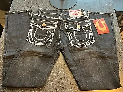 True Religion World Tour Joey Relaxed Straight Jeans Size 30x34 Urban Cowboy • $44.99