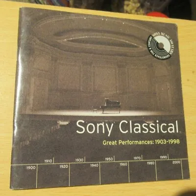 Sony Classical: Great Performances 1903-1998 (October 1999) CD Booklet Only • $4