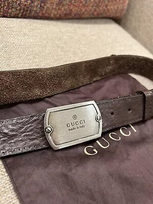 Gucci Men’s Brown Leather Belt W Logo Buckle (cowboy Style) • $50