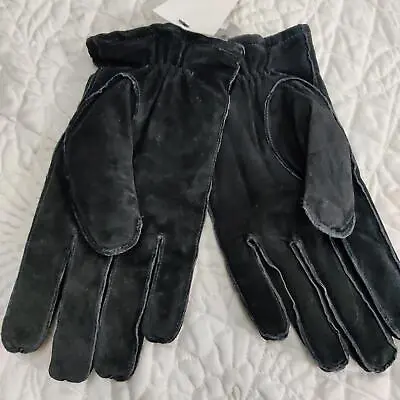 Goodfellow Faux Fur Lined Leather Suede Gloves Black M • $16.99