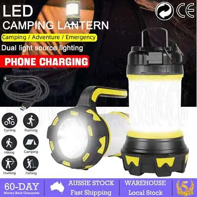 LED Light Lamp Lantern Camping Outdoor Phone USB Rechargeable Power Hiking Tent • $22.99