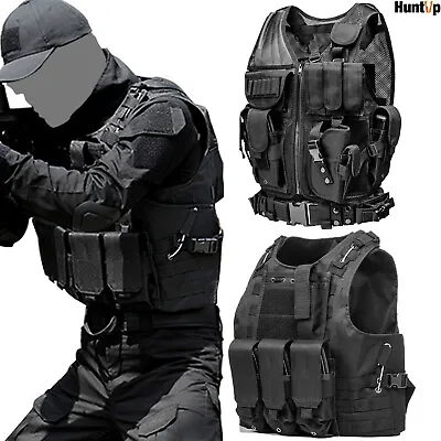 Military Tactical Molle Vest With/without Holster Combat Assault Plate Carrier • $31.34