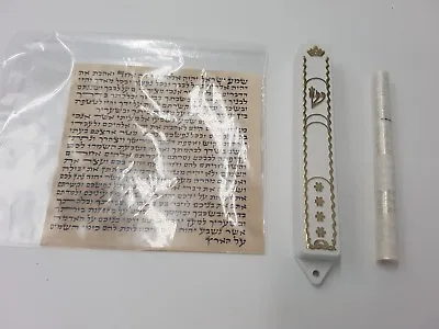 Kosher Scroll Parchment Klaf 4  -10cm Israel +Plastic Mezuzah Mezuza Case Jewish • $65