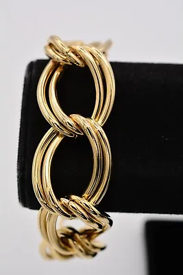 Vintage Double Linked Chain Bracelet Gold Tone Chunky Heavy 1980s Bin6 • $27.96