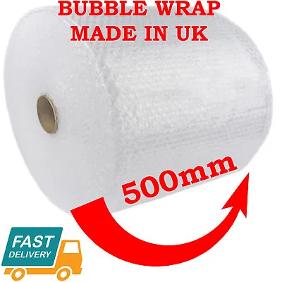 500MM X 100M SMALL BUBBLE WRAP CUSHIONING QUALITY BUBBLE 100 METERS LONG ROLL • £8.95