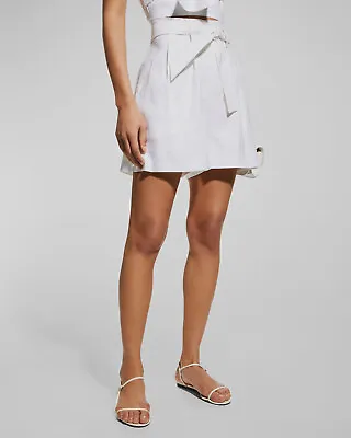 $275 Milly Women White Naila Linen Shorts Size 10 • $88.38