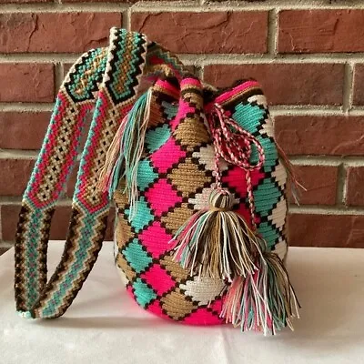Wayuu Mochila Colombian Artcraft Boho Handmade Crossbody Shoulder Bag NWOT • $47