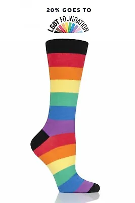 LGBTQIA+ Pride Socks Rainbow Bamboo Regular Trainer Knee High 1 Pair SOCKSHOP • £4.99