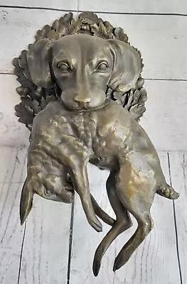 RARE Large Vintage AUSTRIAN Bronze Hunting DOG With HARE Or RABBIT Sale Figurine • $174.50