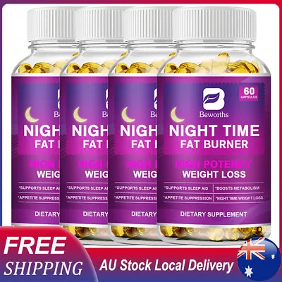 Night Time Fat Burner Caps For Weight Loss Appetite Suppressant Detox & Cleanse • $39.99