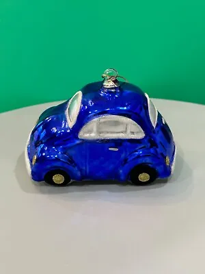 Collectible Blown Glass Christmas Ornament Blue Volkswagen Beetle • $20