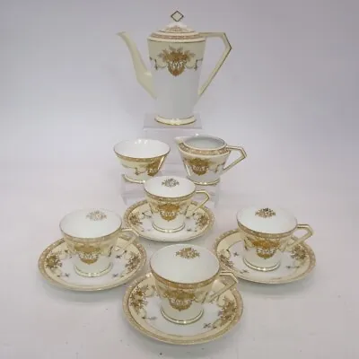 £20 • Buy 11Pc Vintage Noritake China Coffee/Tea Set For 4 - Gold Gilt & White 