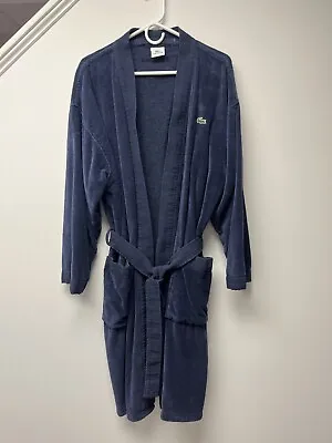 Vintage! Lacoste Cotton Jersey Bath Robe Loungewear Navy Blue Adult Size • $20
