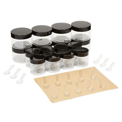 16 Pack 2 Sizes Clear Plastic Jars With Lids Label Spatulas For Makeup Kitchen • $13.99
