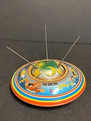 Vintage Tin Friction Apollo Space Satellite UFO Flying Saucer Toy Western German • $48.95