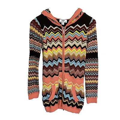 Missoni For Target Sweater Girls Size Large Zip Cardigan Hooded Wave Colorful • $15.55