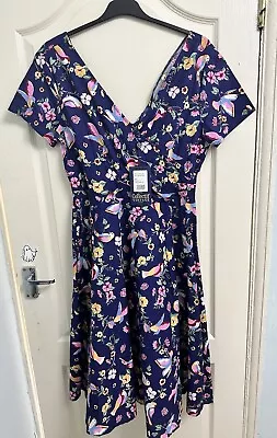 Collectif Vintage Maria Charming Bird Swing Dress Size 18 • £5