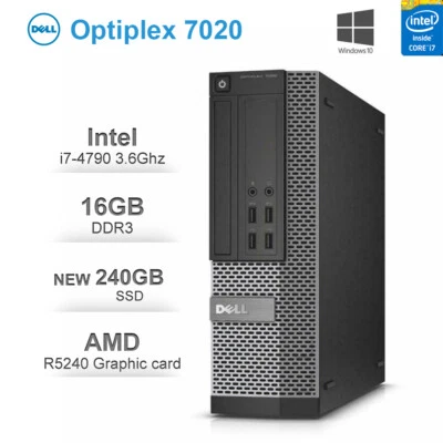 $430 • Buy Dell 7020 SFF I7-4790 3.6ghz 16gb New 240gb Ssd AMD R5 240 Graphic Card Win 10