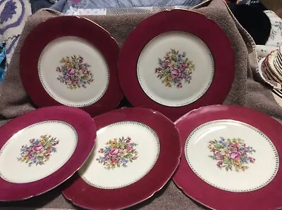 ROYAL EPIAG 5-  VINTAGE CHINA DINNER PLATES Made In CZECHOSLOVAKIA Flowers • $29.99