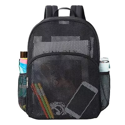 Heavy Duty Mesh Backpack Semi-Transparent College Bookbag For Men Women See... • $26.82