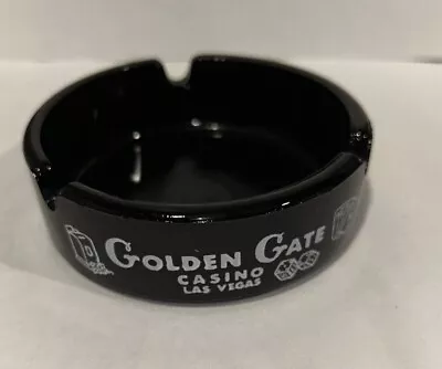 RARE+Vintage Las Vegas Golden Gate Black Amethyst Glass Souvenir Casino Ashtray • $6