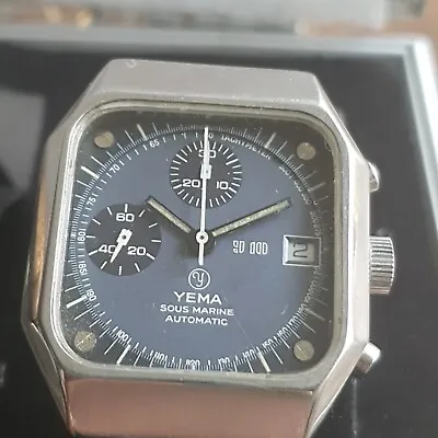 Rare Yema Sous Marine Automatic Chronograph Vintage S.steel Watchcal.7754work • £700