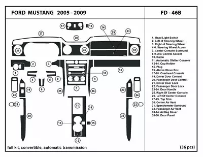 Real Carbon Fiber Dash Trim Kit For Ford Mustang 2005-2009 Convertible / FD-46B • $245