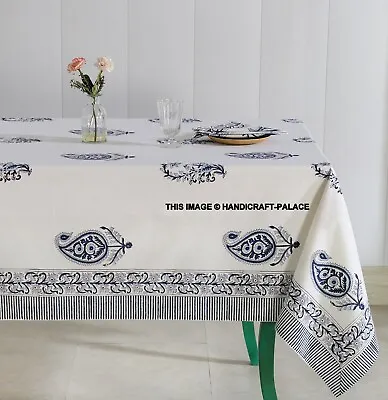 £31.19 • Buy 100% Cotton Indian Paisley Block Print Table Cloth Cover With 6 PCs Napkins Set