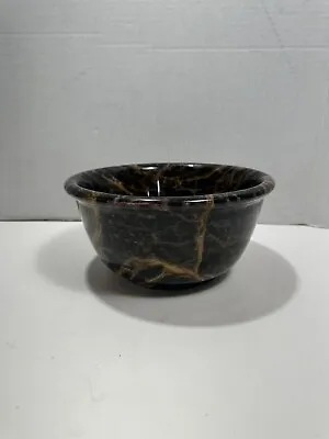 Gorgeous Black And Gold Marble Bowl Dish Heavy Beautiful Pot Vase • $59.99