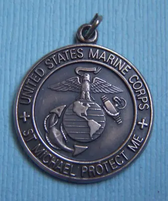 Vintage U.S. Marine Corps St. Michael Protect Me Sterling Charm • $29.99