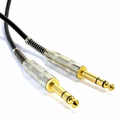 High Quality GOLD Stereo/Balanced Jack 6.35mm METAL Plugs Cable Lead 1m-10m • £4.57