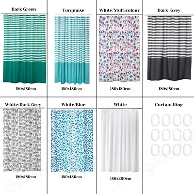 IKEA Shower Curtain GreenTurquoiseWhite/BlueMulticolourDark Grey White New  • £12.99