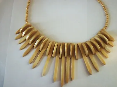 Vintage 1970's Lacquered Wooden 18 Inch African Inspired Necklace • $6.95