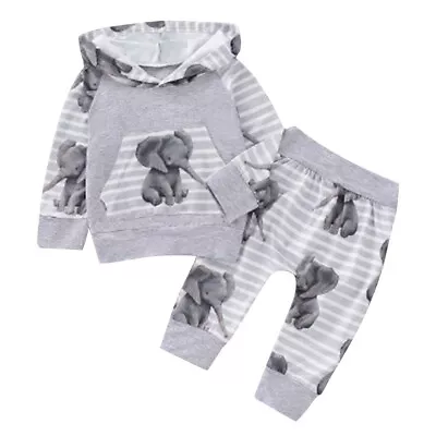 Newborn Baby Boy Hooded Tops+Pants Tracksuit Trousers Outfits Clothes Sets 0-18M • £8.59