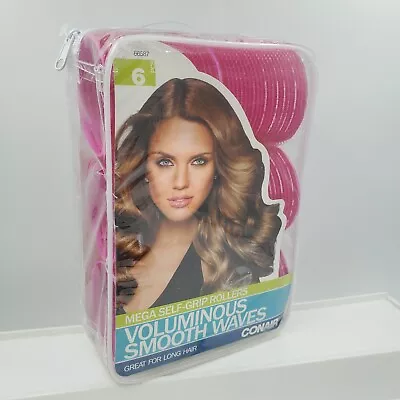 6 Pack Conair Mega Self Grip Hair Rollers Long Hair Wavy 2.5 Inch • $10.82