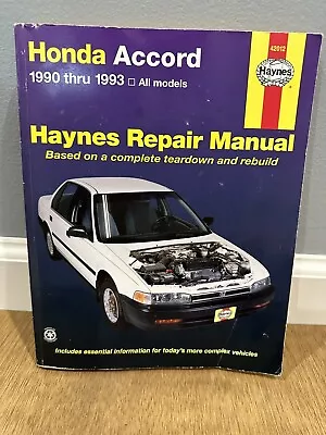 1990-1993 Honda Accord All Models Haynes Service Repair Manual 42012 • $20