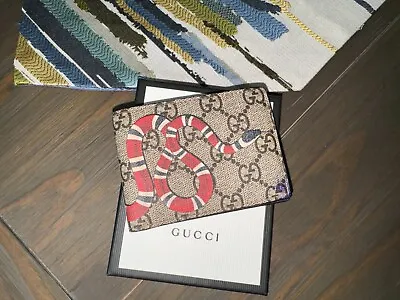 Gucci GG Supreme Beige Kingsnake Print Small Wallet Pre-Owned • $184.18
