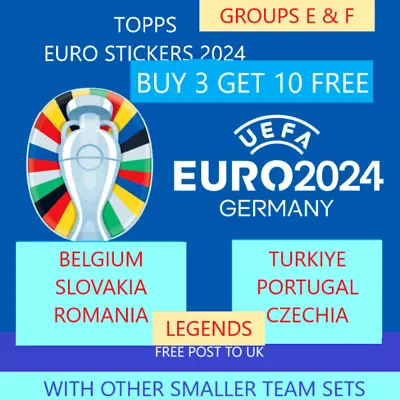 Topps Euro 2024 Official Stickers Groups E & F ** Buy 3 Get 10 Free ** • £2.45