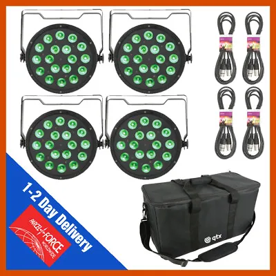 £359 • Buy 4X QTX PAR100 COB LED PAR CAN UP LIGHT RGB PAR56 & Carry Bag & 4x DMX Leads