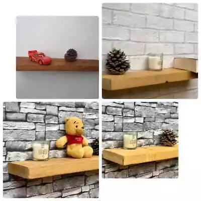 £1.90 • Buy Rustic StyleFloating Wall Wood Shelves Solid Pine  Chunky Handmade Various Sizes