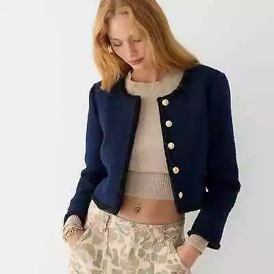 J. Crew Louisa Lady Jacket In Maritime Tweed Sz 14 Navy • $191.25