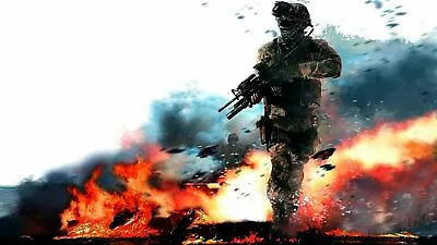 CALL OF DUTY MW GAMING ABSTRACT FRAMED CANVAS WALL ART DECOR LARGE 20x30 INCH • £24.20