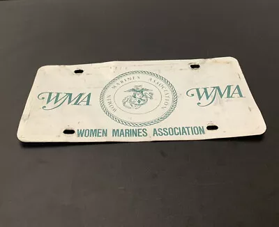 Vintage WMA Dealer License Plate Women Marines Association Green/White Military  • $40