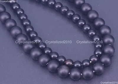 Matte Big Hole 2.0mm Natural Black Onyx Gemstones Round Beads 6mm 8mm 10mm 15.5  • $6.68